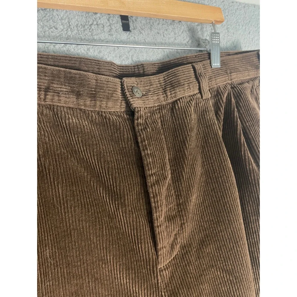 Jos A Bank Mens Brown Wide Wale Corduroy Pants 36x30 Pleated Vintage Trouser